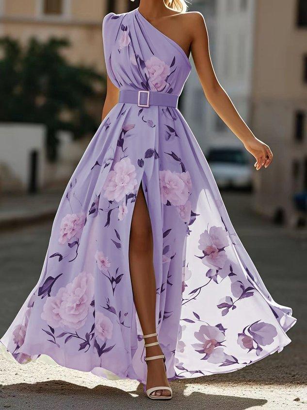 Julie - Florales One-Shoulder Maxikleid aus Chiffon
