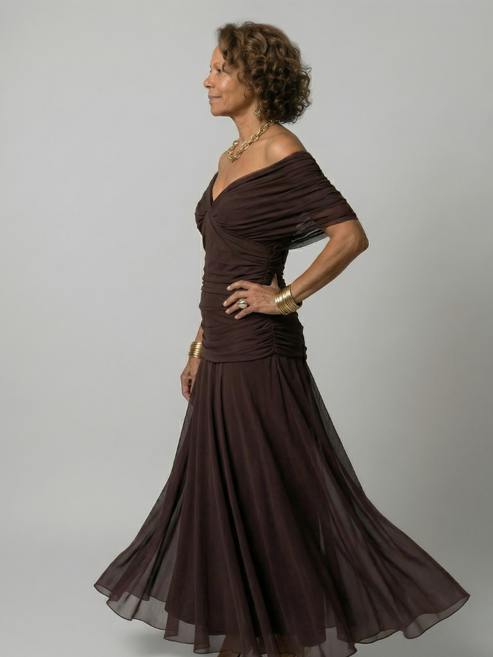 Calen - Off-Shoulder Flow Midi Kleid