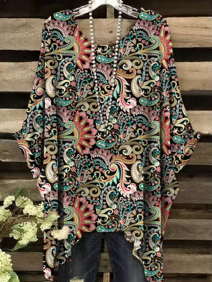 Anne - Vintage Bohemian Floral Print Damen T-Shirt