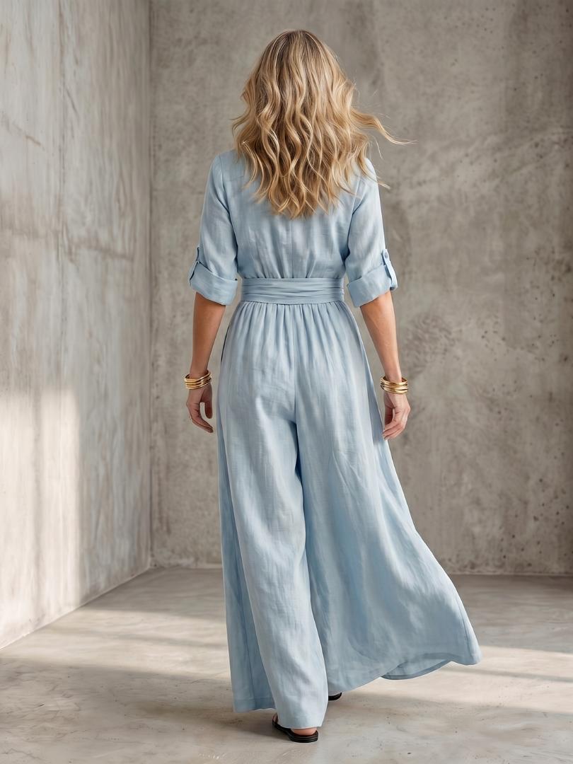 Wanda - Kreuz-Front Weitbeiniger Jumpsuit