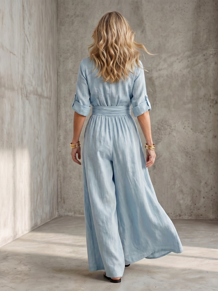 Wanda - Kreuz-Front Weitbeiniger Jumpsuit