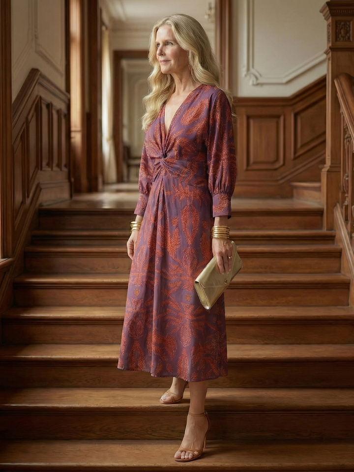 Lune - Natürliches Wickel-Midi-Kleid