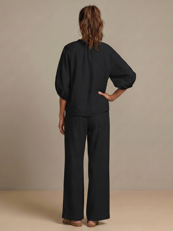 Natalia - Blouson-Top mit Reissverschluss und weit geschnittene Hose