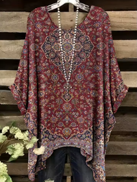 Jane - Vintage Bohemian Floral Print Damen T-Shirt