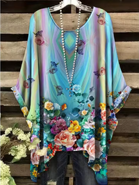 Alaya - Vintage Bohemian Floral Print Damen T-Shirt
