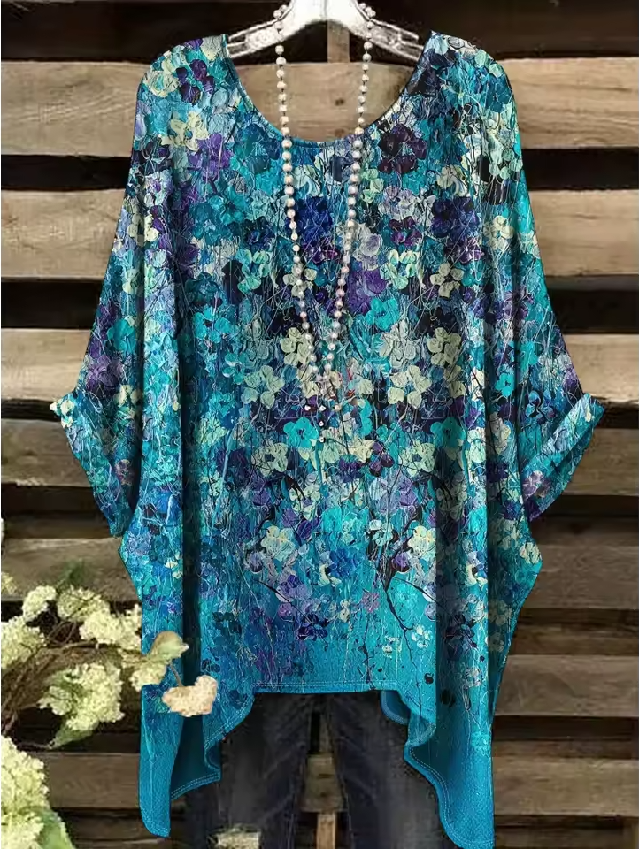 Judith - Vintage Bohemian Blumendruck Damen T-Shirt
