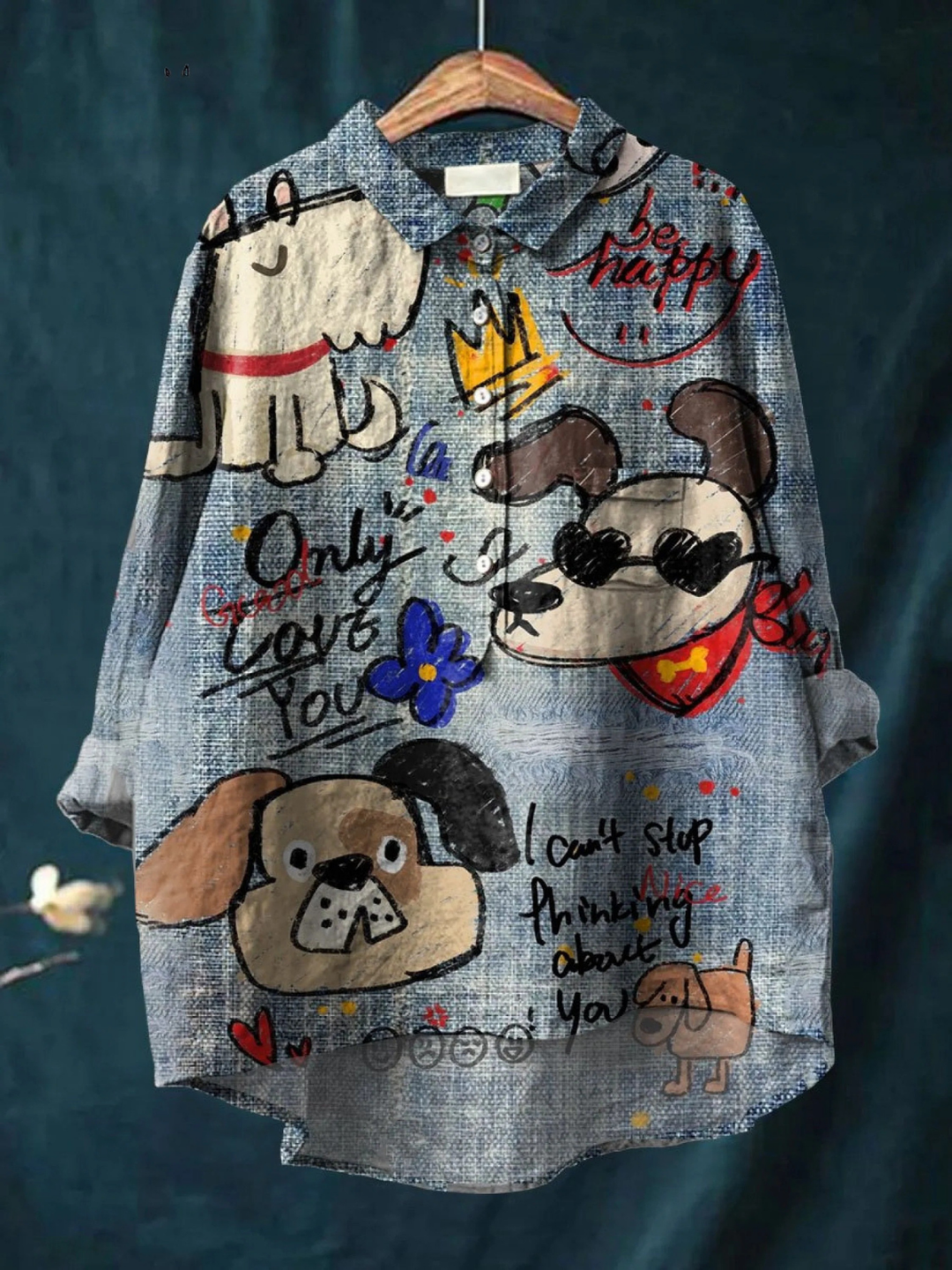 Kendra - Süsser Hundekunst-Druck Freizeitshirt