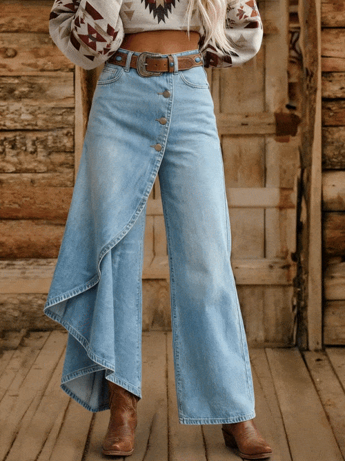 Amelia - Western Denim-Hose