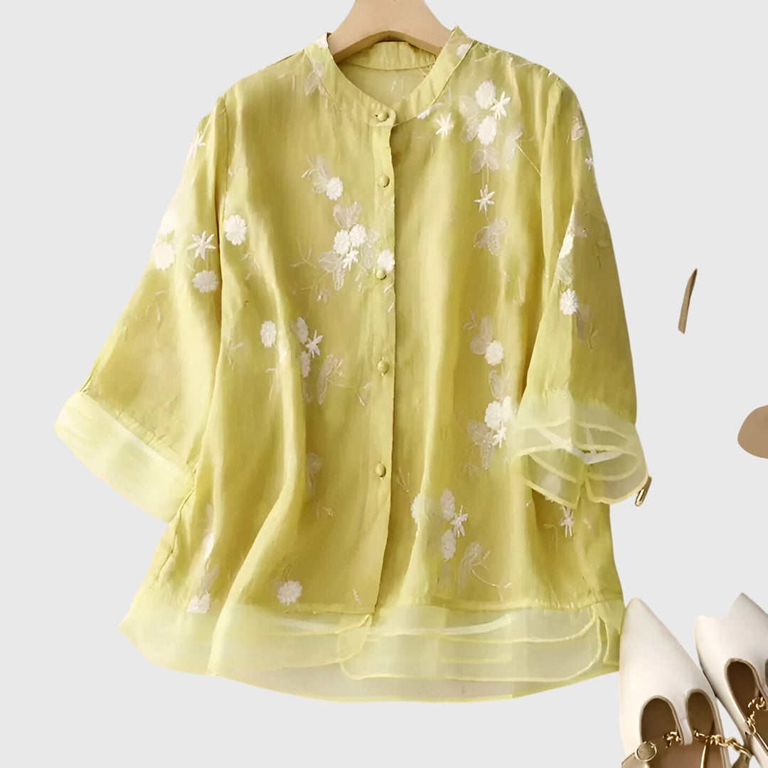 Edena - Elegantes Top mit Bestickten Blumen