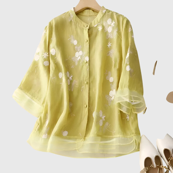 Edena - Elegantes Top mit Bestickten Blumen