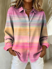 Estella - Damen Freizeit Retro Pink Gradient Bluse