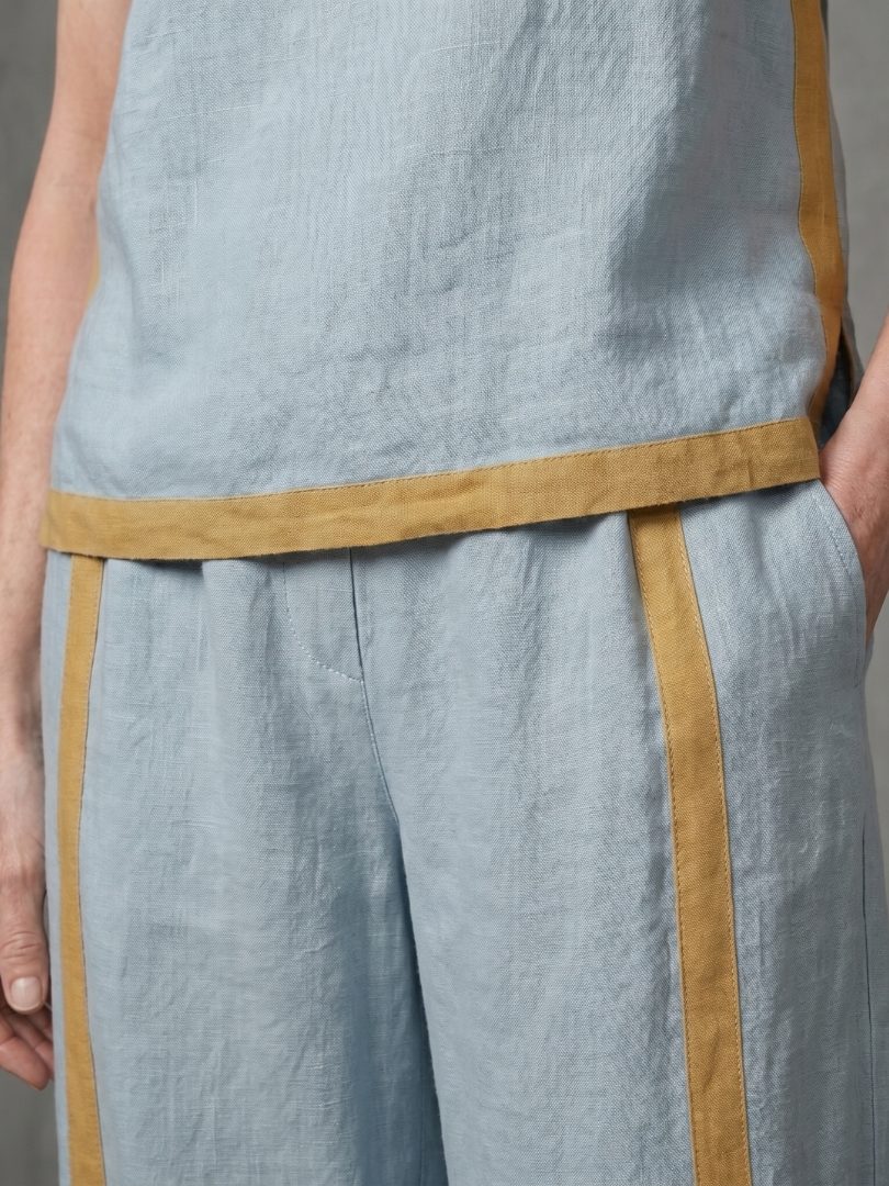 Inara - Ärmelloses Top mit weitem Bein Kontrast-Hosen-Set