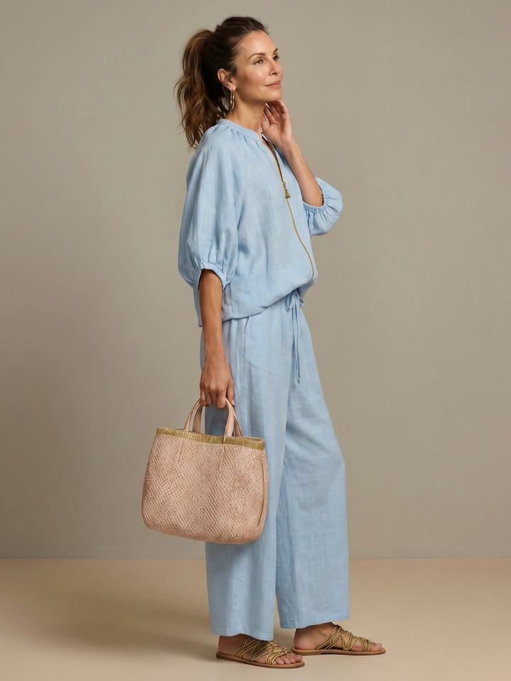 Natalia - Blouson-Top mit Reissverschluss und weit geschnittene Hose