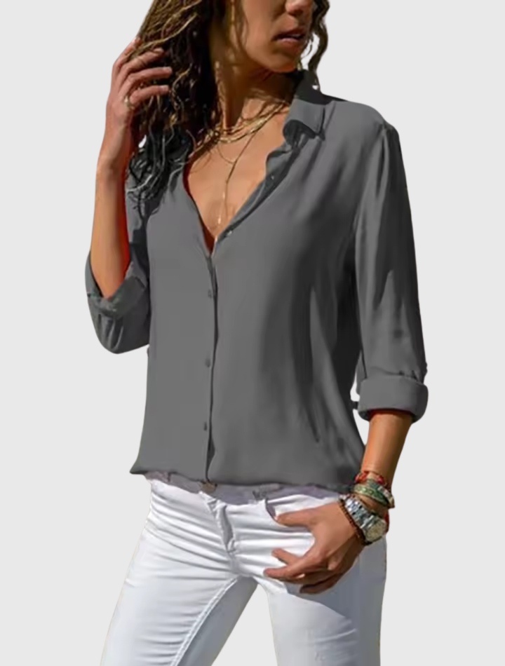 Gwen - Elegante Chiffonbluse mit langen Ärmeln