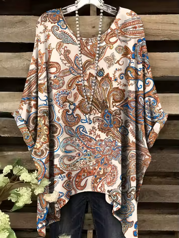 Leonora - Vintage Bohemian Floral Print Damen T-Shirt