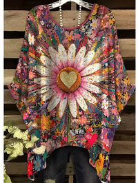 Kathy - Vintage Bohemian Floral Print Damen T-Shirt