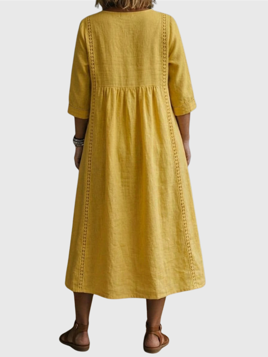Sheena - Lässiges, lockeres Patchwork-Kleid mit Spitzenbesatz