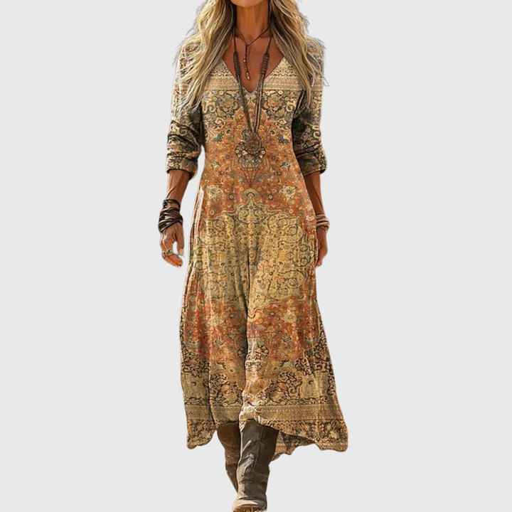 Tinsley - Langärmliges Vintage Freizeitkleid