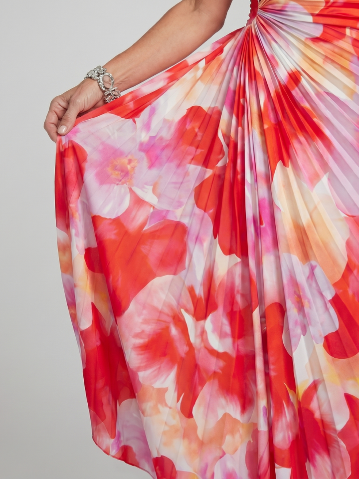 Taya - Midi-Kleid mit einem schulterfreien, gefalteten Oberteil