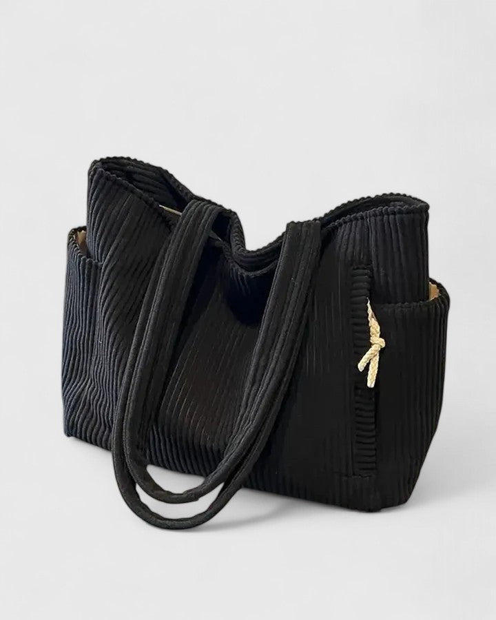 Esme - Luxuriöse gerippte Tote Bag mit Kordel-Detail