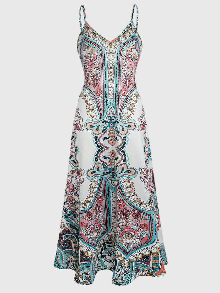 Skye - Boho Blumenmuster Ärmelloses Kleid