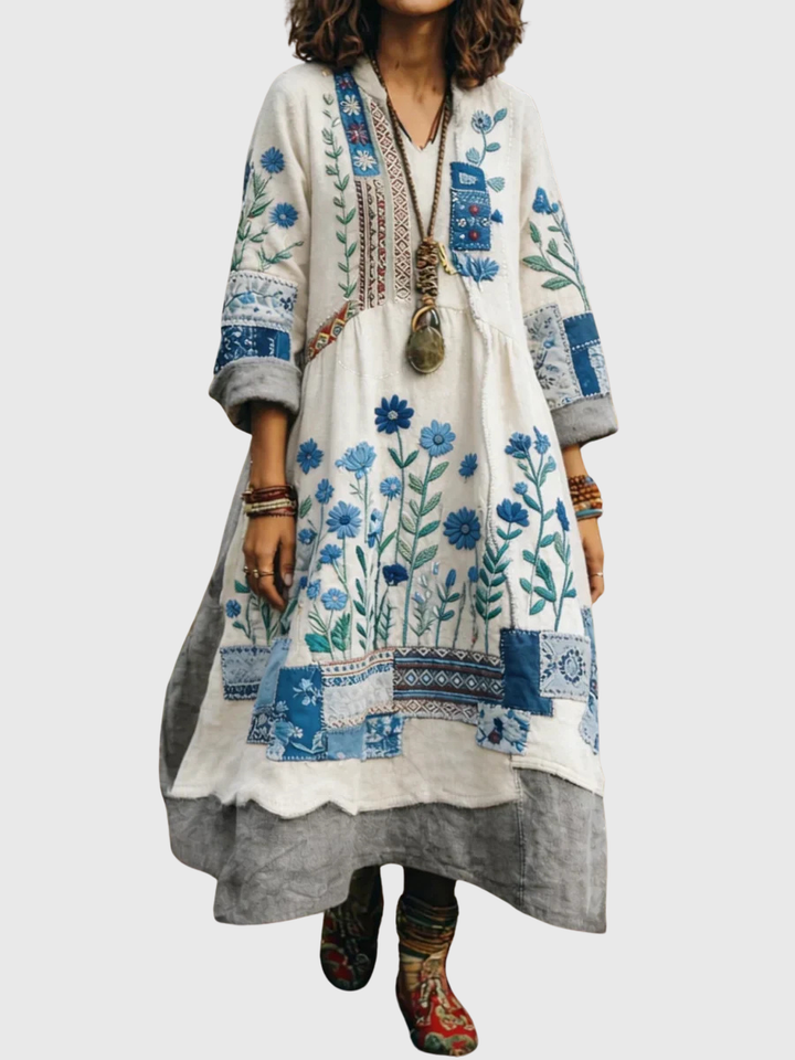 Trisha - Lässiges Langarmkleid mit floralem Druck
