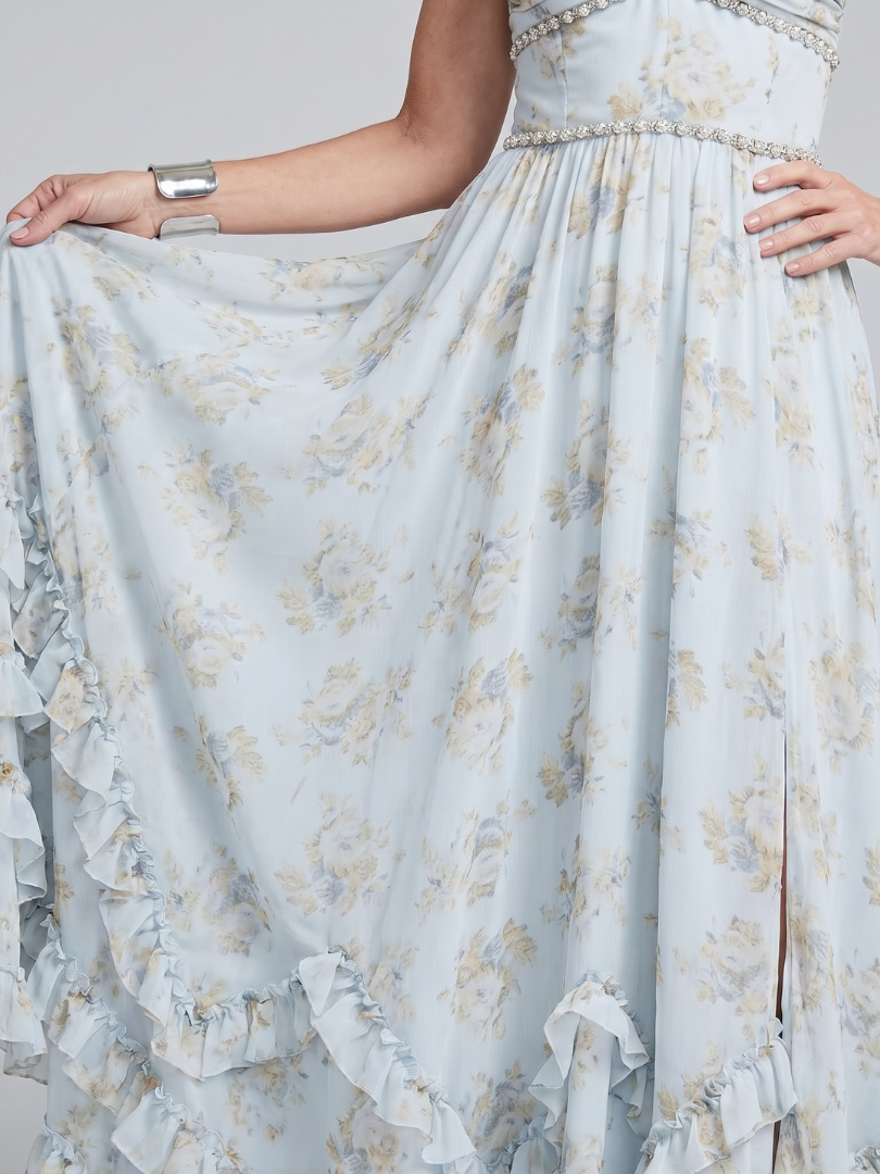 Alessia - Maxikleid mit Blumenmuster und Halterneck