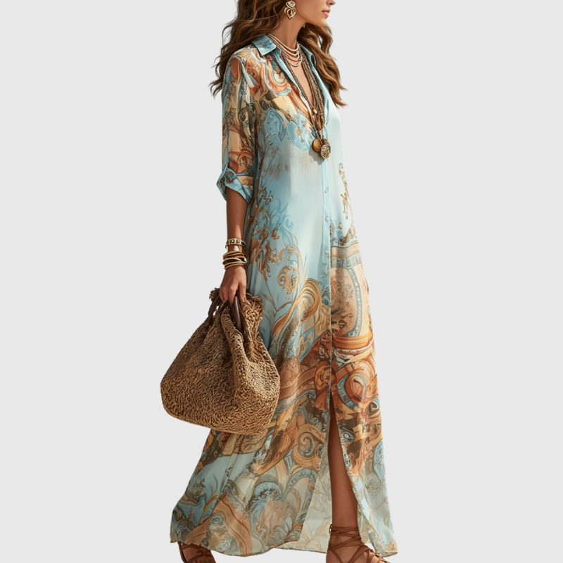 Lorna - Elegantes Maxi-Hemdkleid mit mediterranem Flair