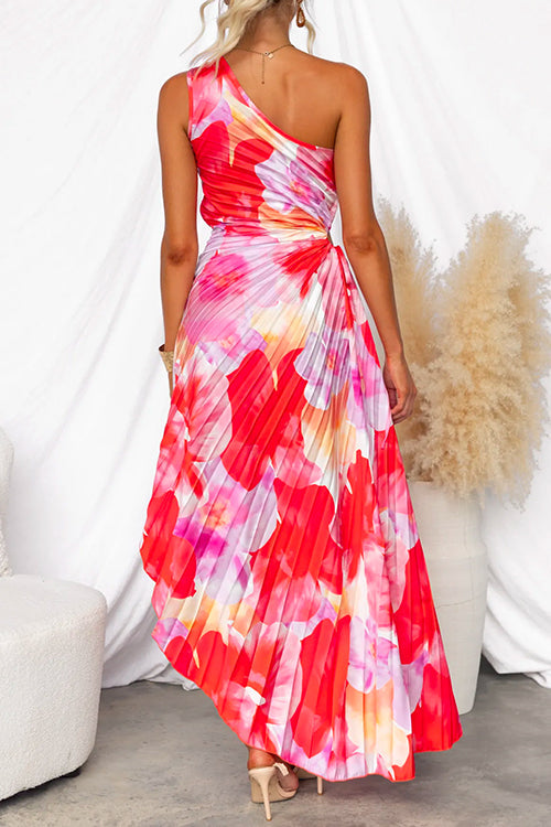 Yanira - Elegantes One-Shoulder Maxikleid mit floralem Print