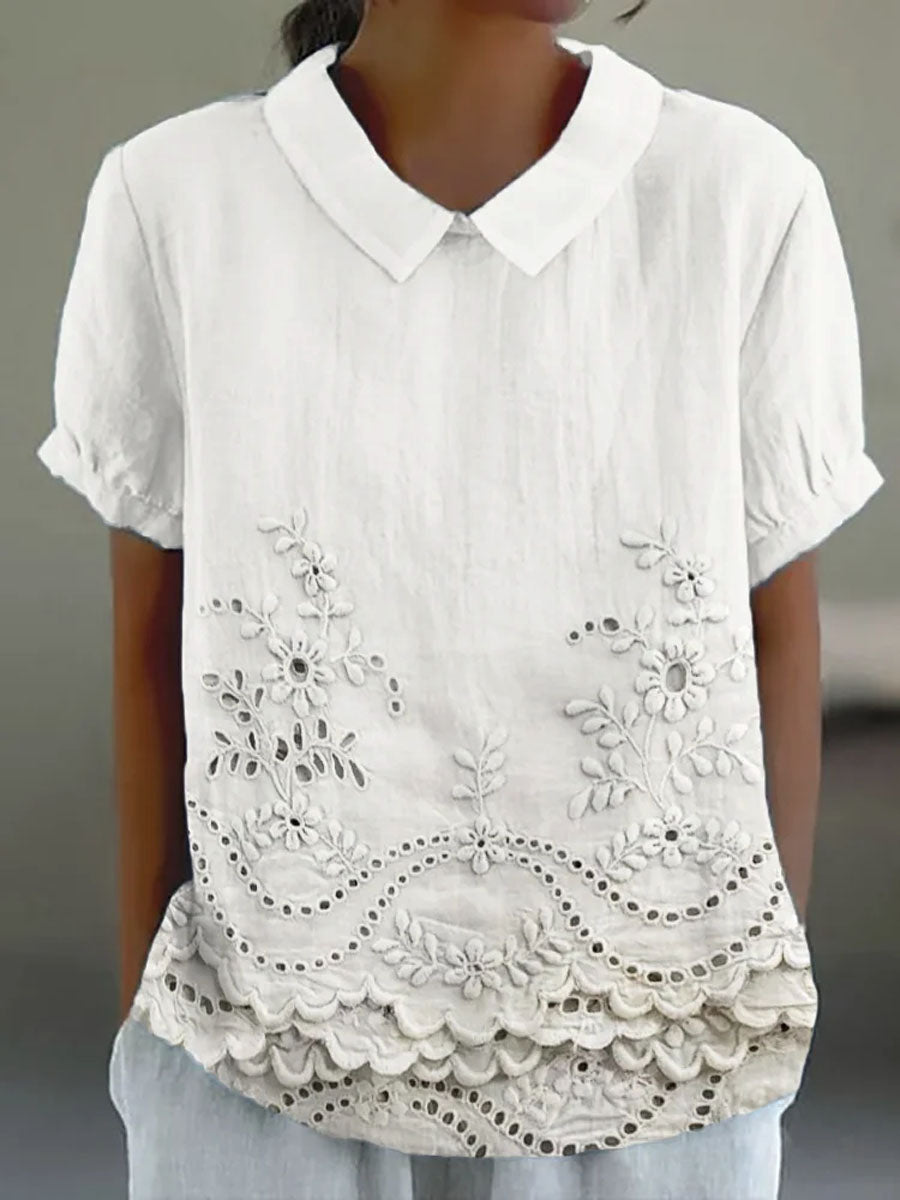 Lily - Floral Besticktes Shirt