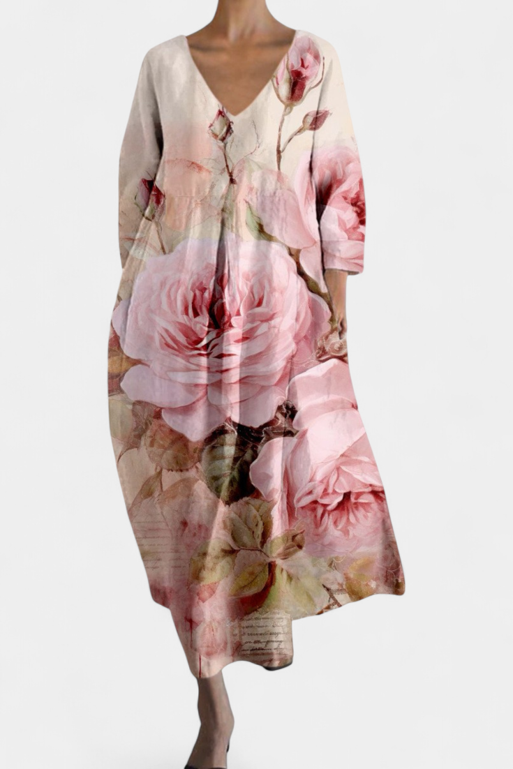 Beatrix - Bequemes V-Ausschnitt-Kleid