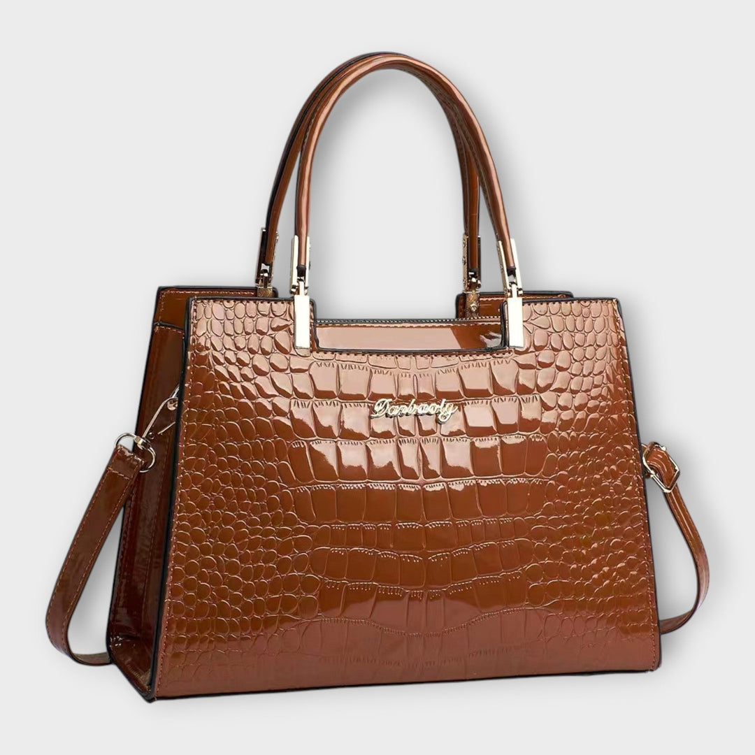 Eleanor - Glänzende Krokodilprägung Handtasche