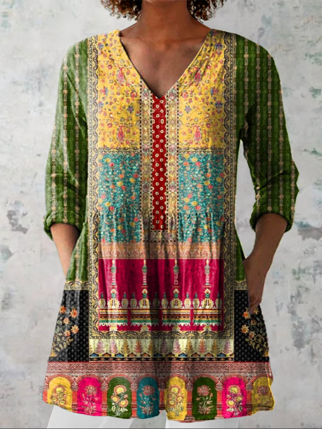 Jacinda - V-Ausschnitt Langarmshirt