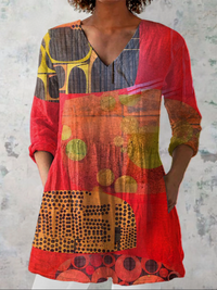 Indira - V-Ausschnitt Langarmshirt