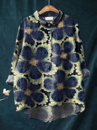 Avielle - Damen Vintage Floral Kunstdruck Freizeitshirt
