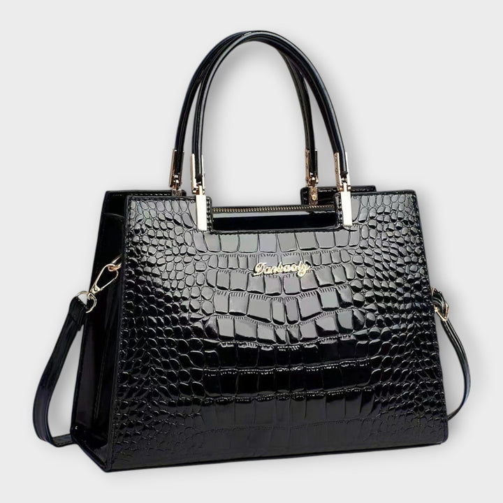 Eleanor - Glänzende Krokodilprägung Handtasche