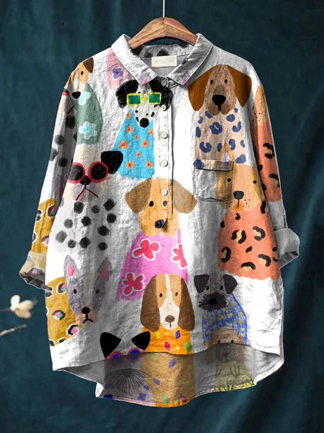 Brigitte - Frauen Farbige Lustige Cartoon Welpen Druck Freizeitshirt