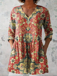 Dahlie - V-Ausschnitt Langarmshirt