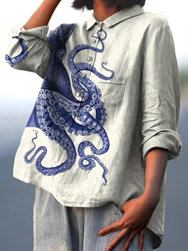 Elissa - T-Shirt mit Kunstprint von Oktopus-Tentakeln aus der Tiefsee