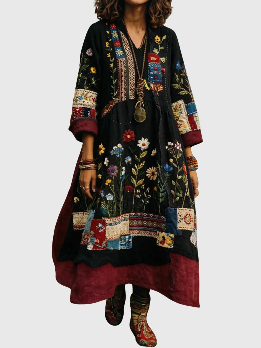 Trisha - Lässiges Langarmkleid mit floralem Druck