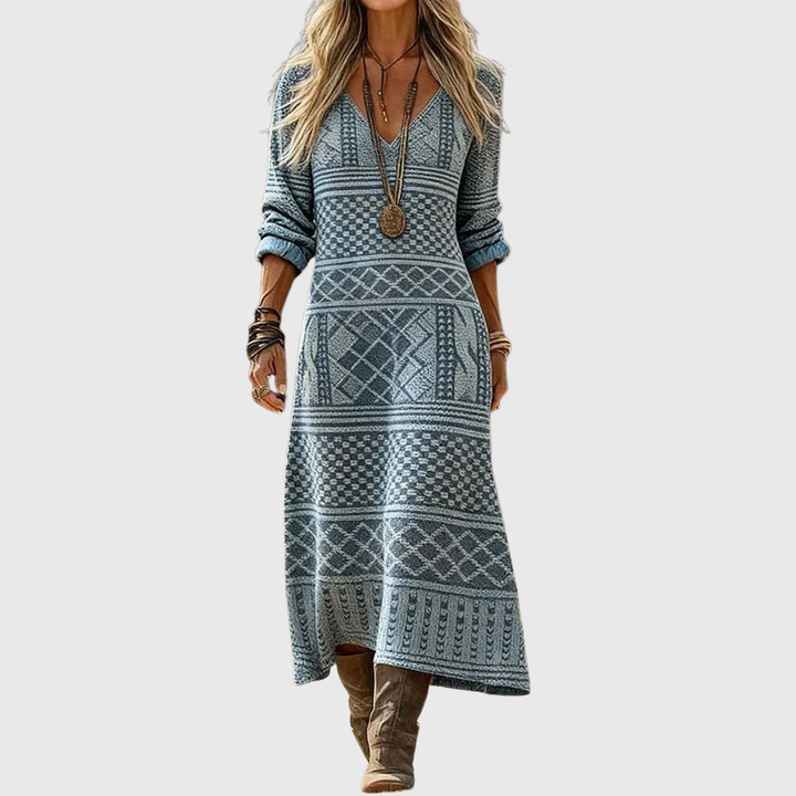 Tinsley - Langärmliges Vintage Freizeitkleid