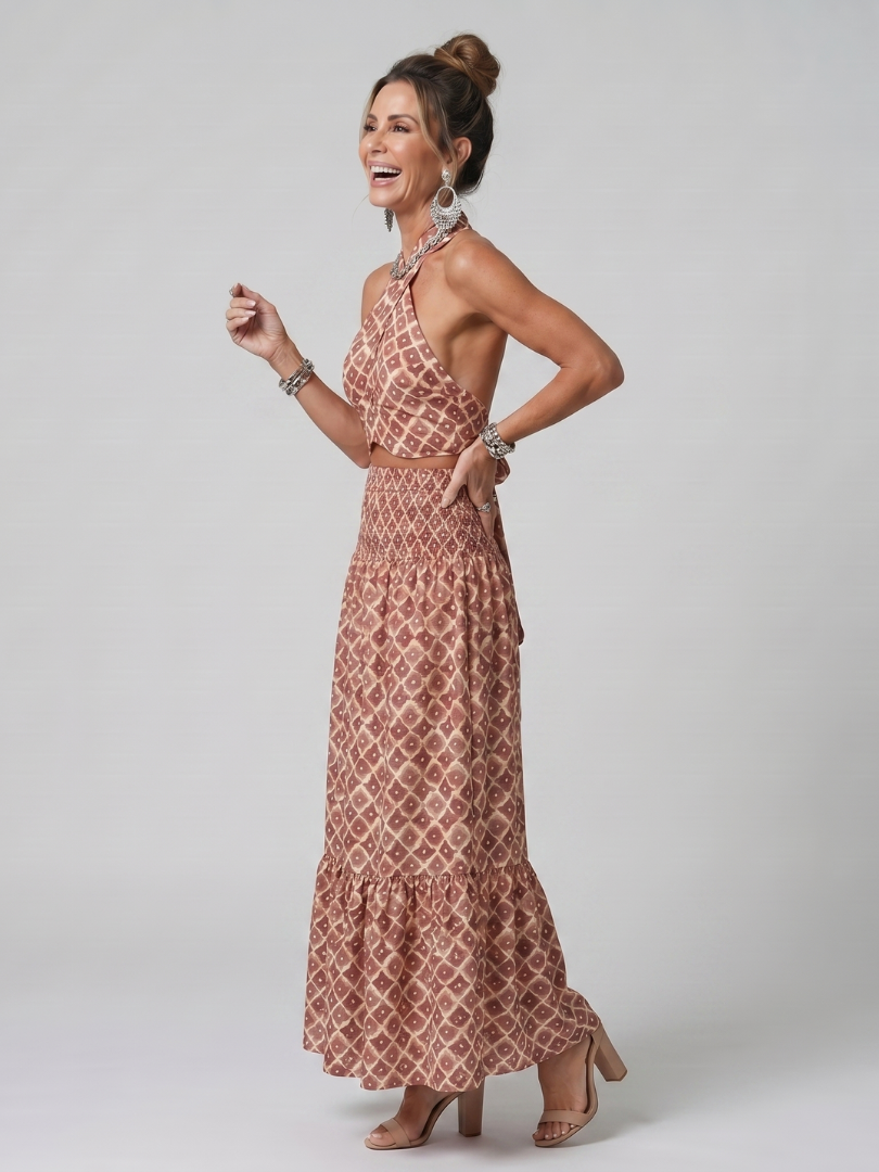 Amira - Geometrisches Print Cutout Midi Kleid