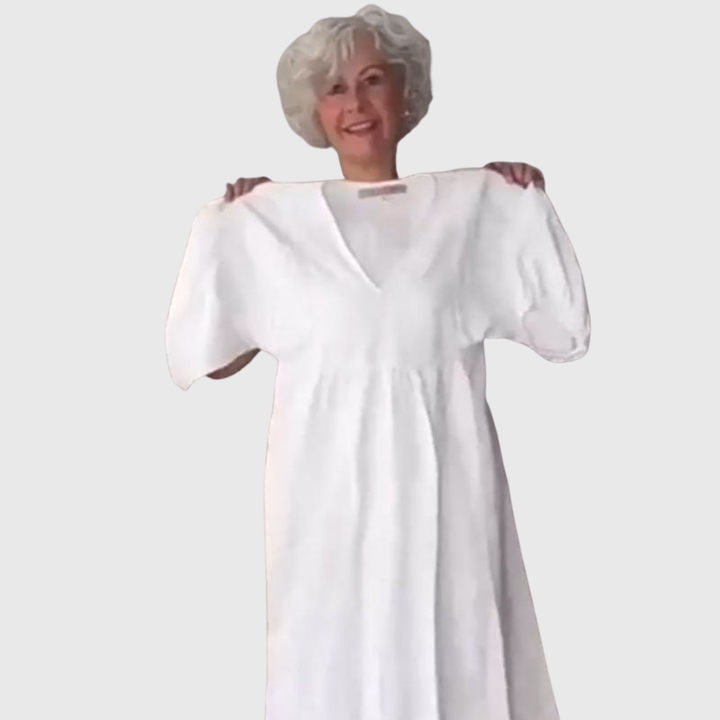 Zandrea - Lockeres Midi-Kleid mit V-Ausschnitt