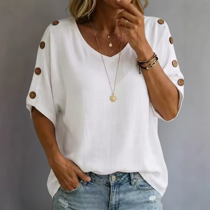 Bellie - Lockeres Wohlfühl-Shirt mit Knopfleiste