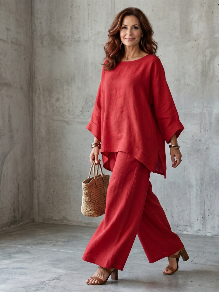 Prue - Oversized Tunika mit weitem Hosen-Set