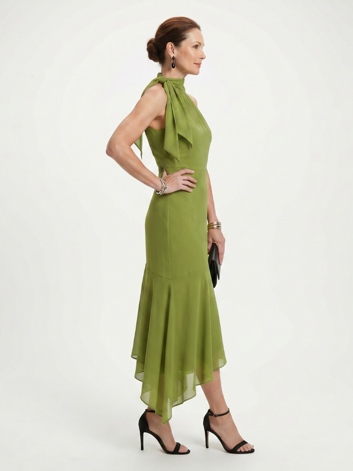 Winifred - Drapiertes Halter-Keyhole-Midikleid