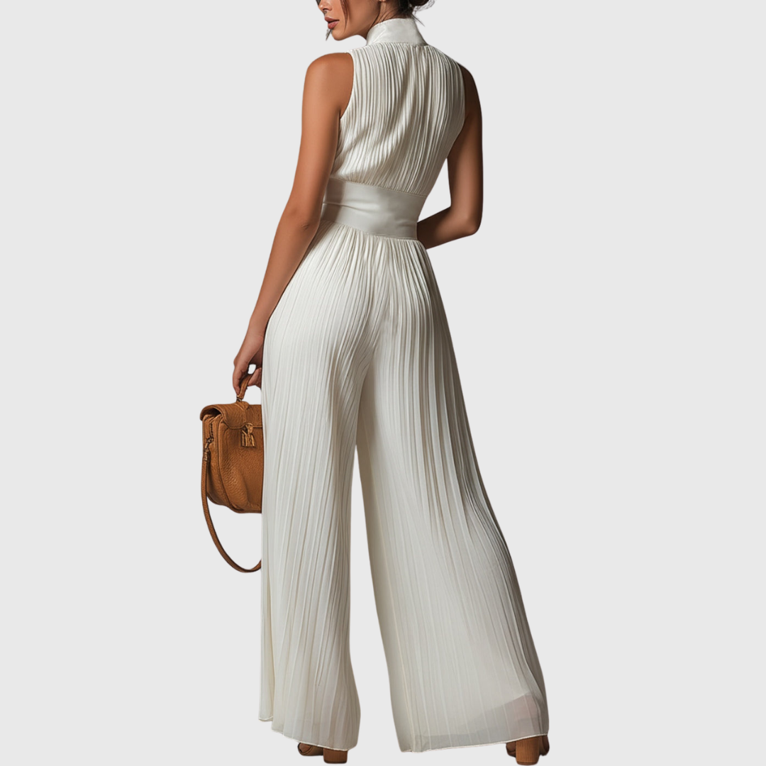 Sofia - Jumpsuit Weisser Faltenchiffon