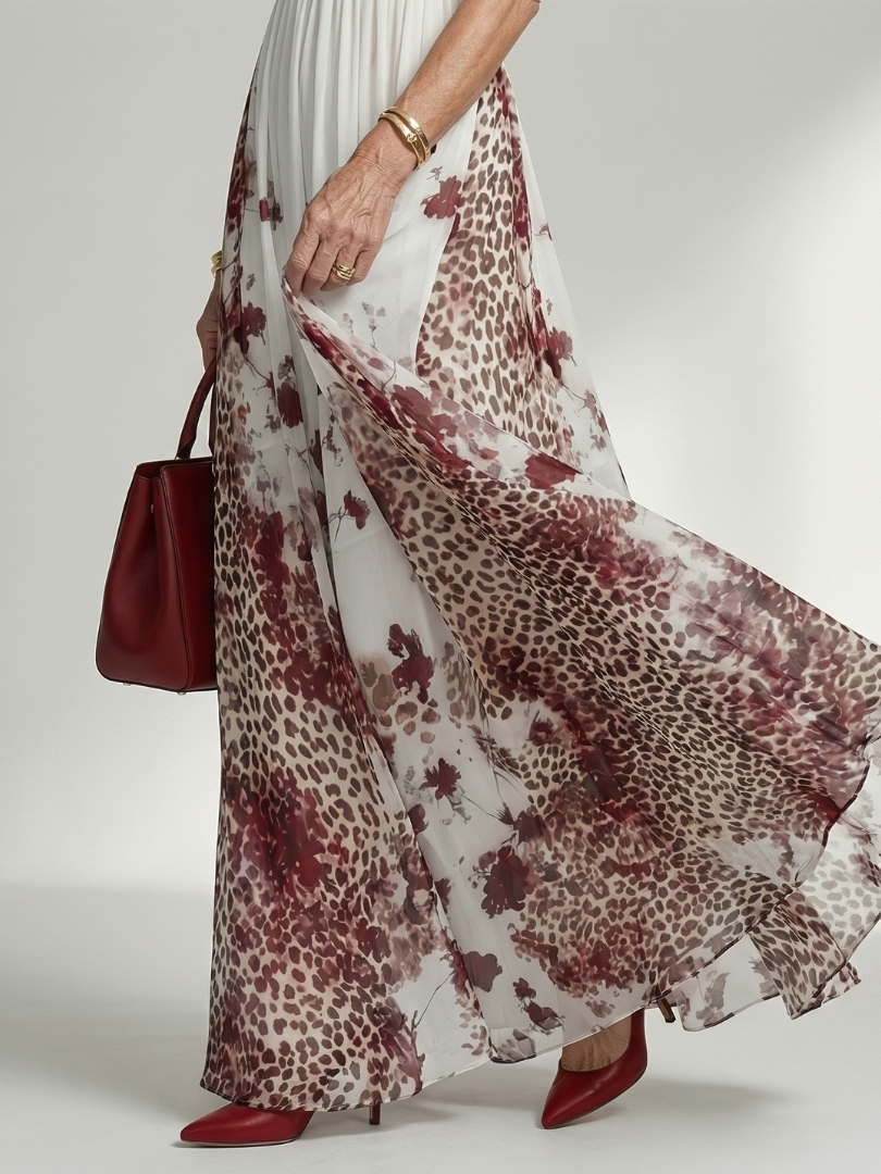 Orlune - Faltendes Weisses Maxikleid