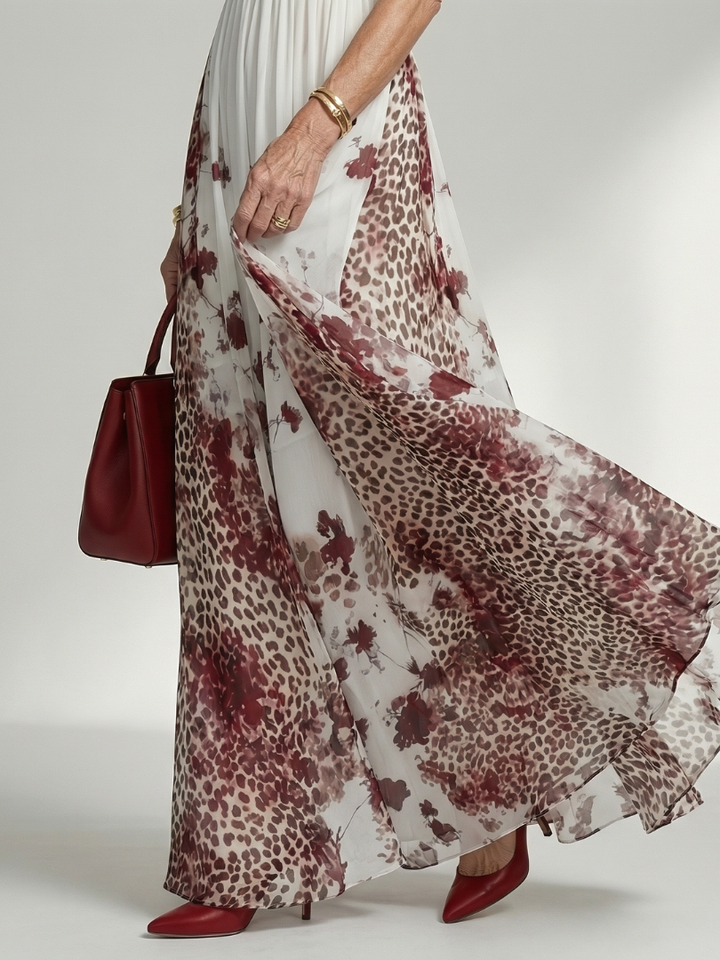 Orlune - Faltendes Weisses Maxikleid