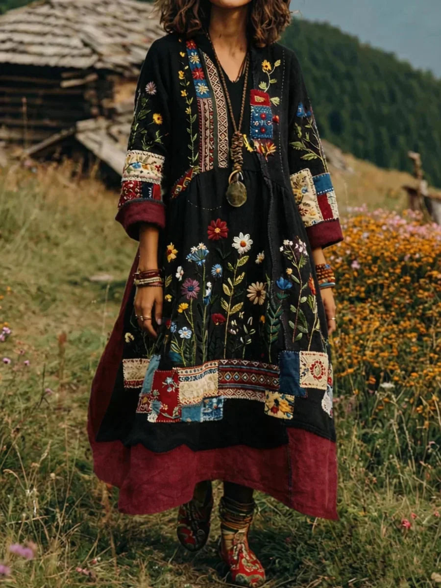 Trisha - Lässiges Langarmkleid mit floralem Druck